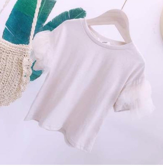 T-shirt baby rouges in tulle