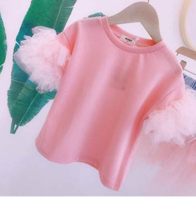 T-shirt baby rouges in tulle