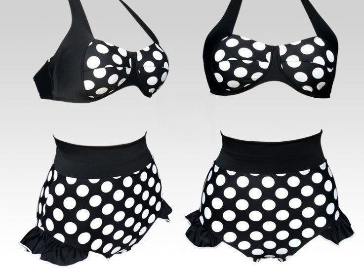 Bikini Bettie Retro dettaglio volant e vita alta — Dream Shop
