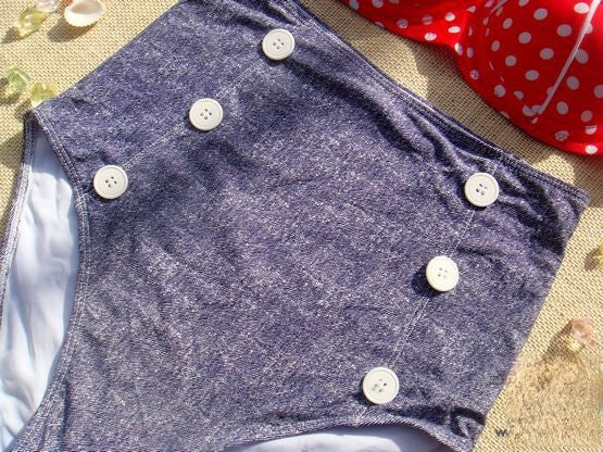 Bikini Denim Retro vita alta modella silhouette denim — Dream Shop