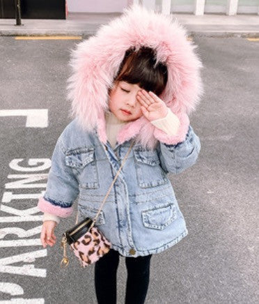 Parka baby denim furcolor