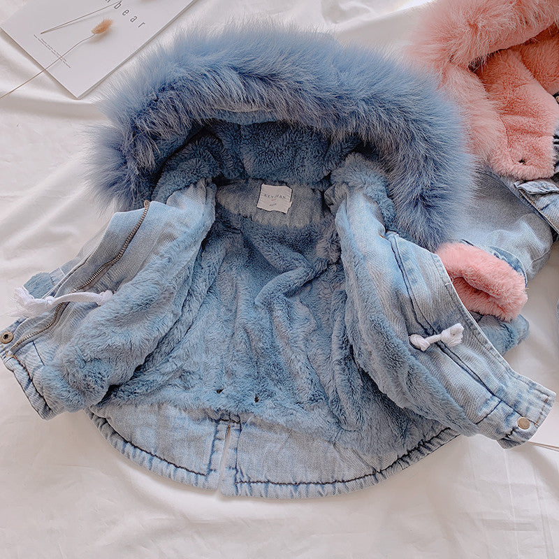 Parka baby denim furcolor