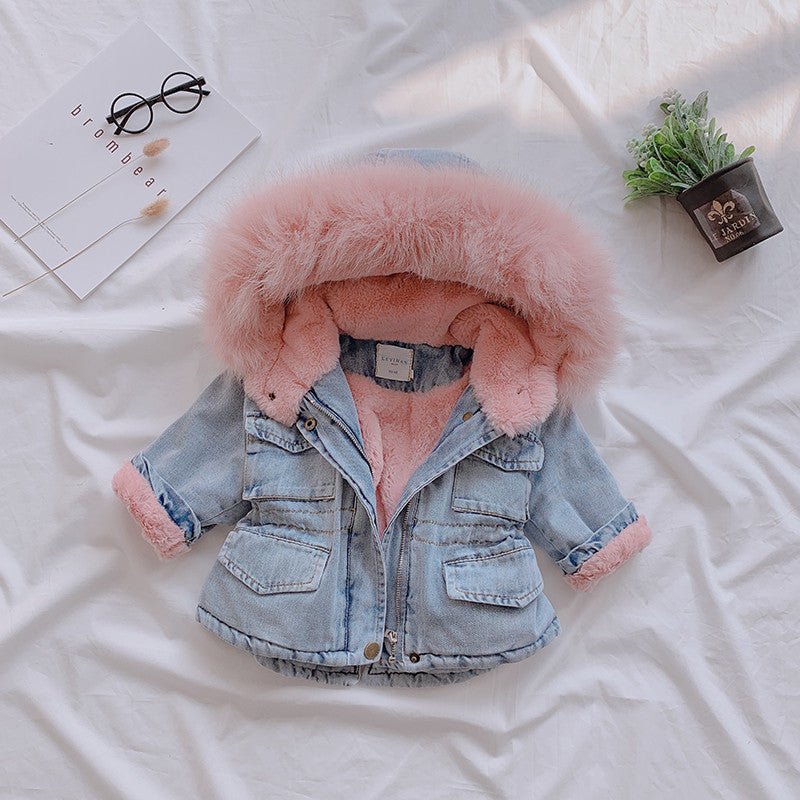 Parka baby denim furcolor