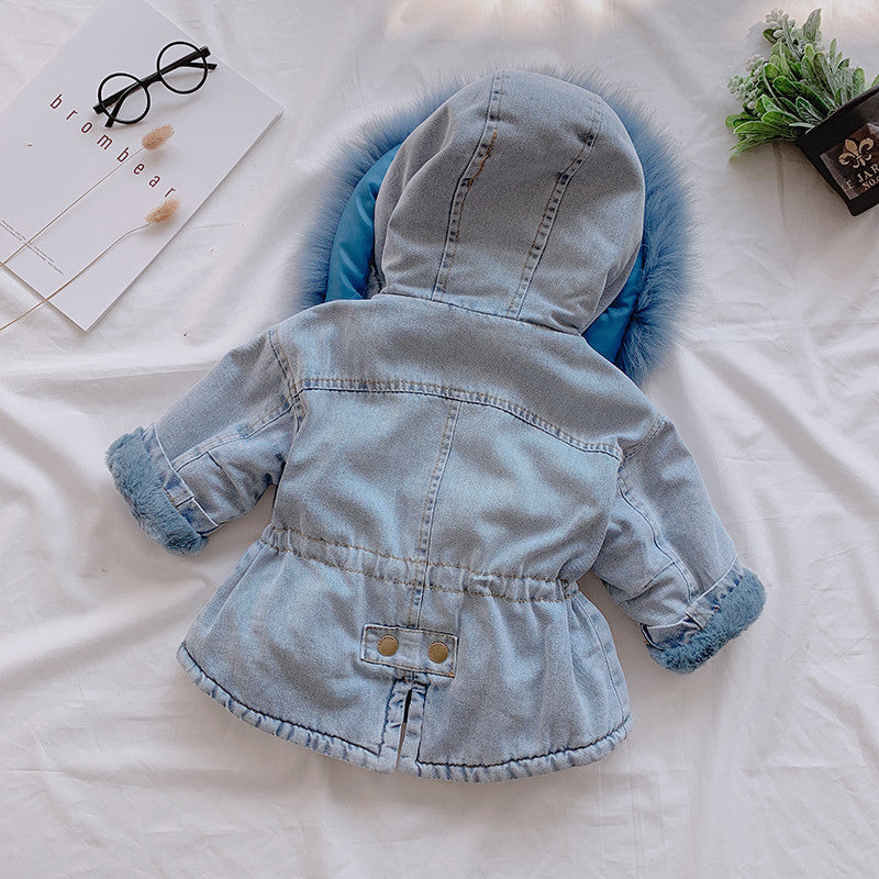 Parka baby denim furcolor