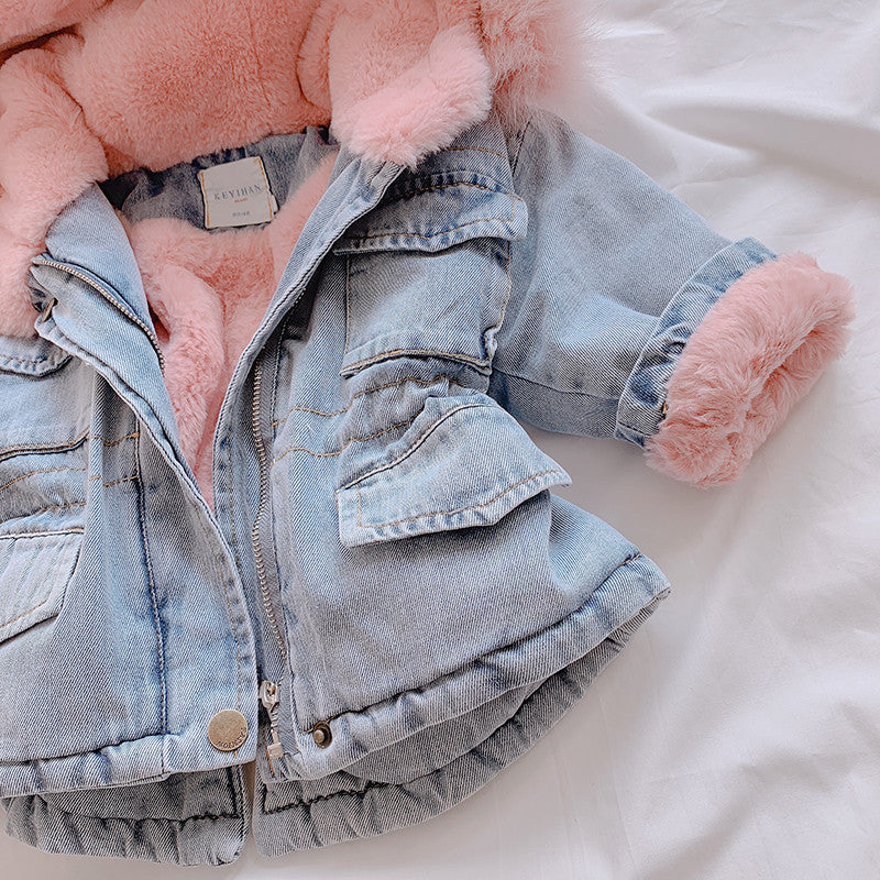 Parka baby denim furcolor