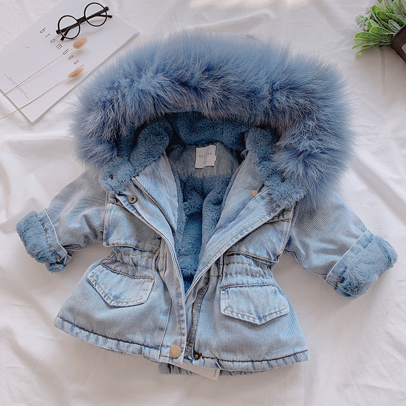 Parka baby denim furcolor