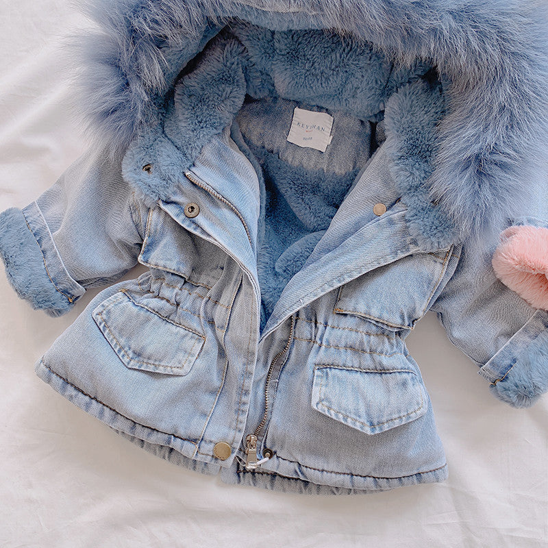 Parka baby denim furcolor