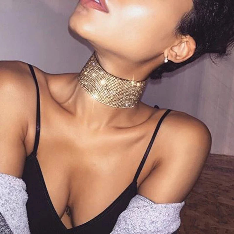 Collier choker strass Extra regolabile effetto gioiello
