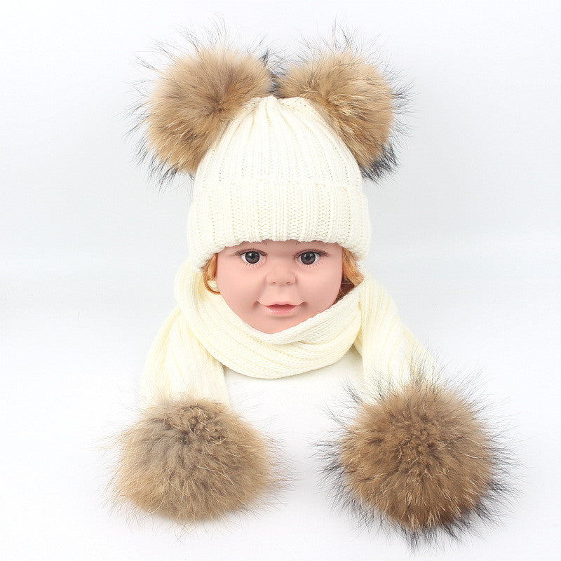 Completo sciarpa + cappello pon-pon bimbi bicolore