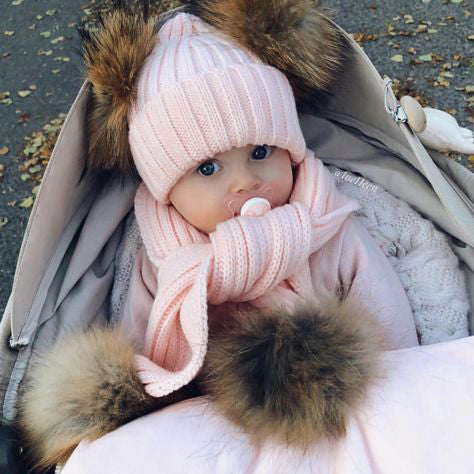 Completo sciarpa + cappello pon-pon bimbi bicolore