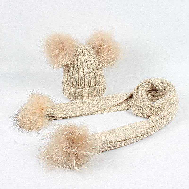 Completo sciarpa + cappello pon-pon bimbi bicolore