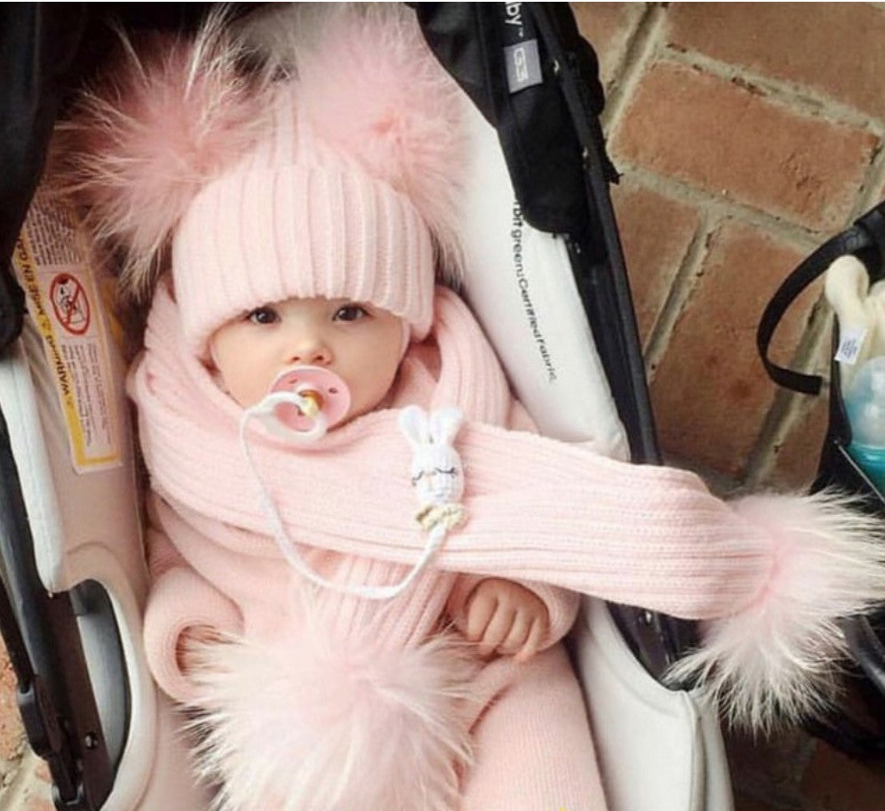 Completo sciarpa + cappello pon-pon bimbi bicolore