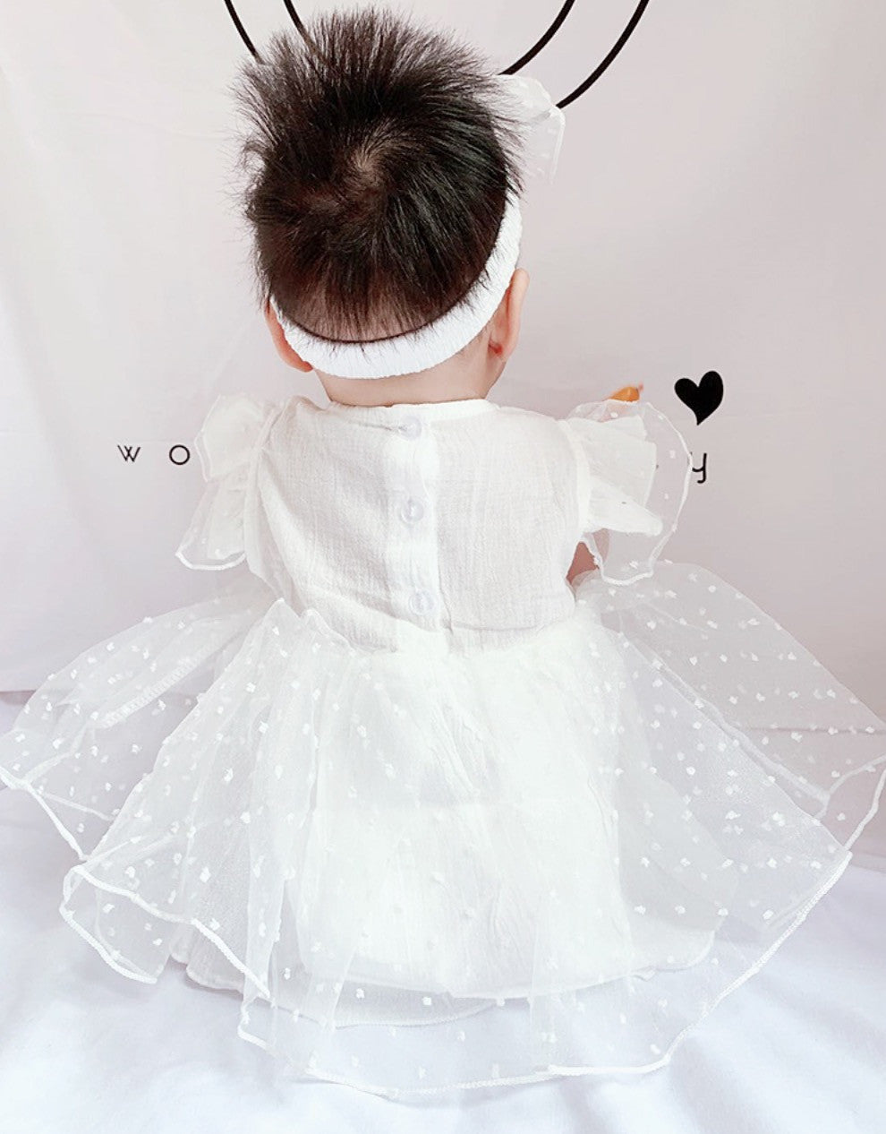 Vestitino baby littepois white