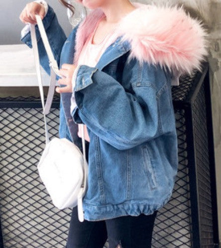 Giubbino jeans ecofur colors