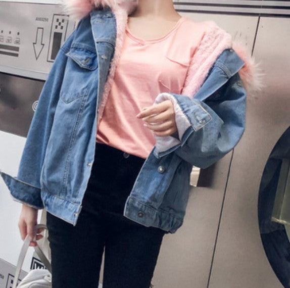 Giubbino jeans ecofur colors