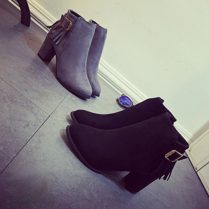 Scarponcino a punta Lalla vista laterale tacco 7 cm — Dream Shop
