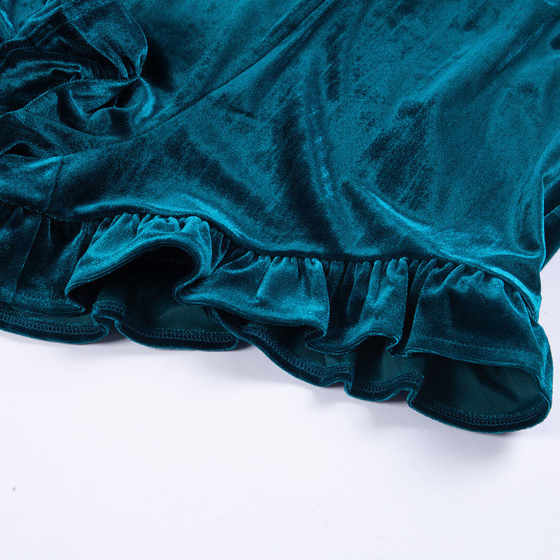 Shorts velvet ruffles