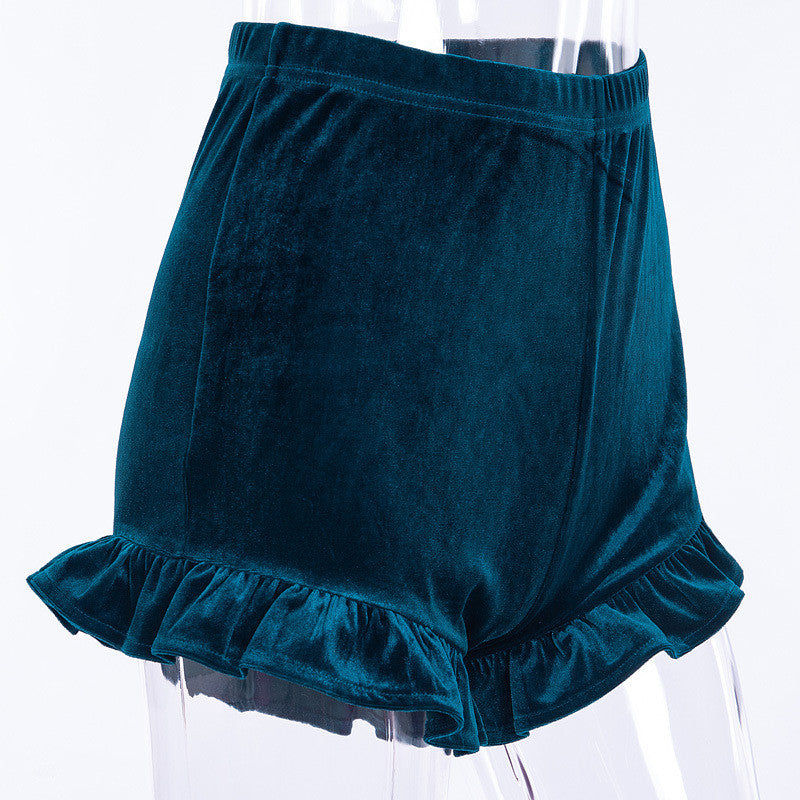 Shorts velvet ruffles