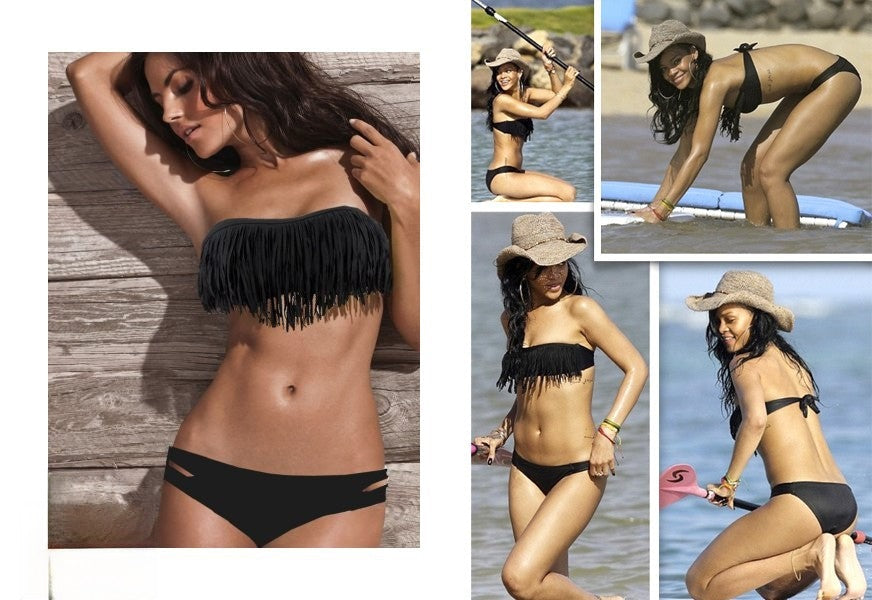Bikini frange nero vista dall'alto | Dream Shop