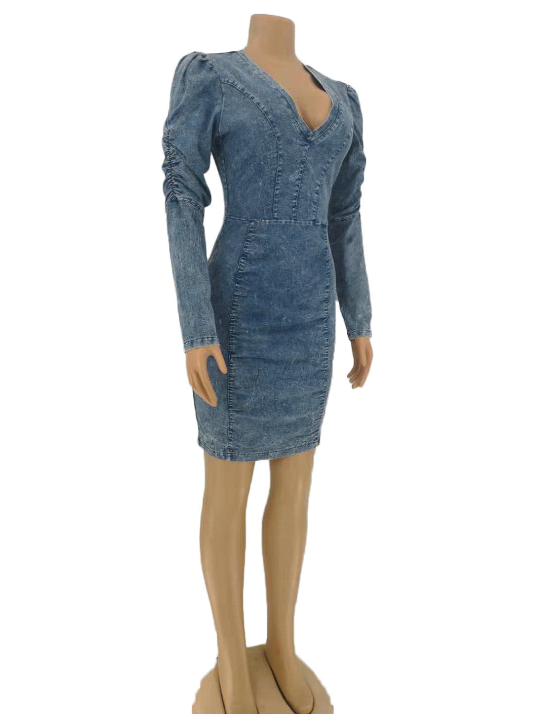 Abito denim puff sleeve