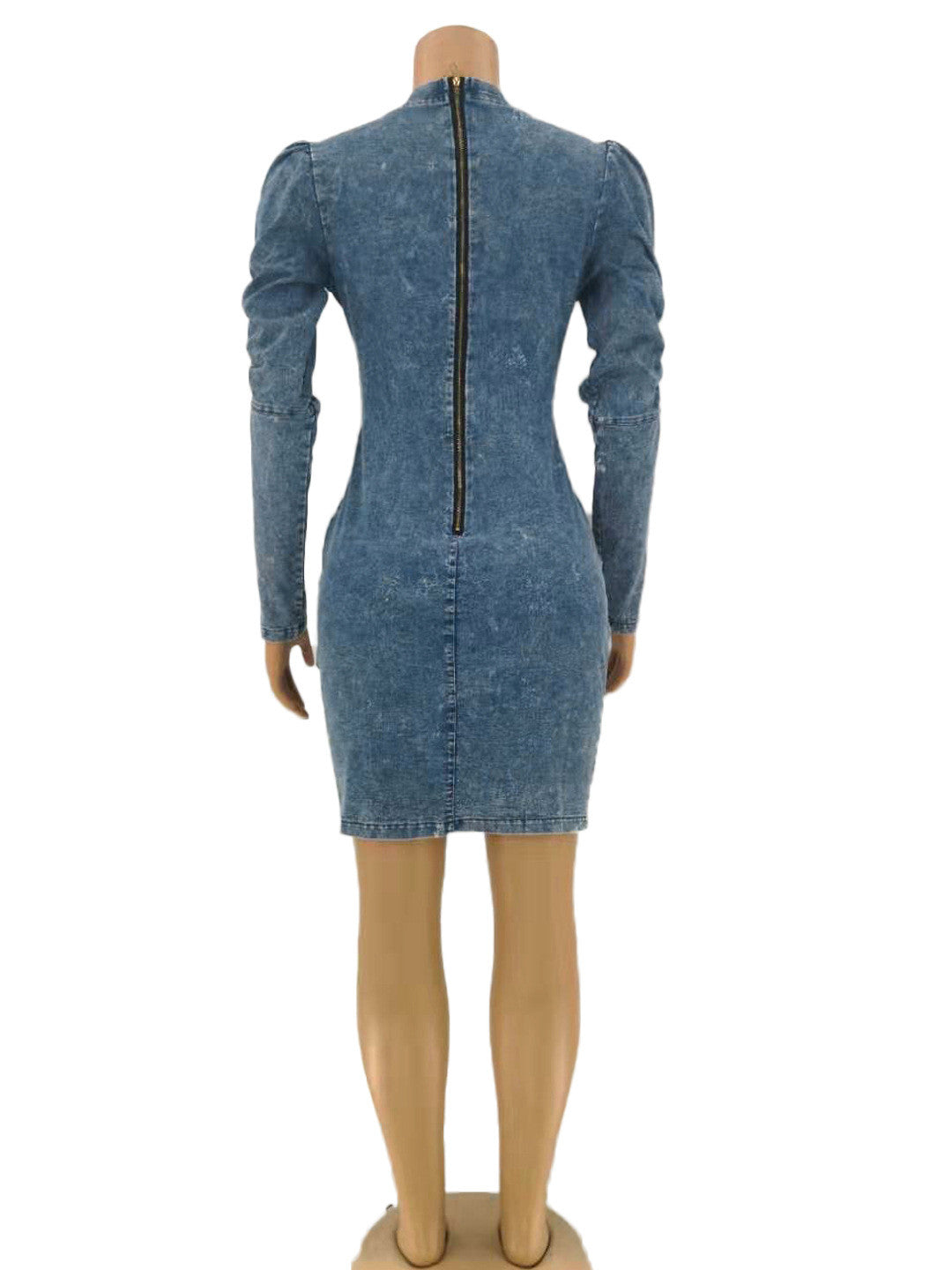 Abito denim puff sleeve