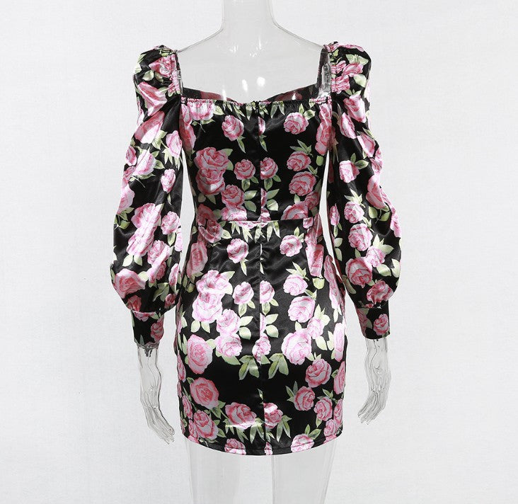 Abito floreale manica palloncino