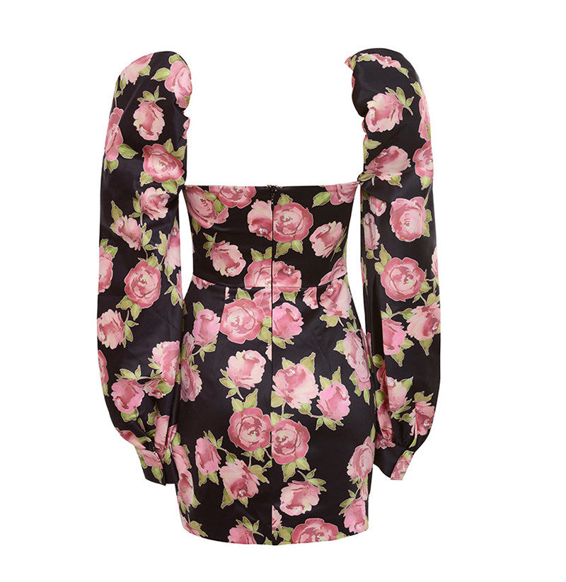 Abito floreale manica palloncino