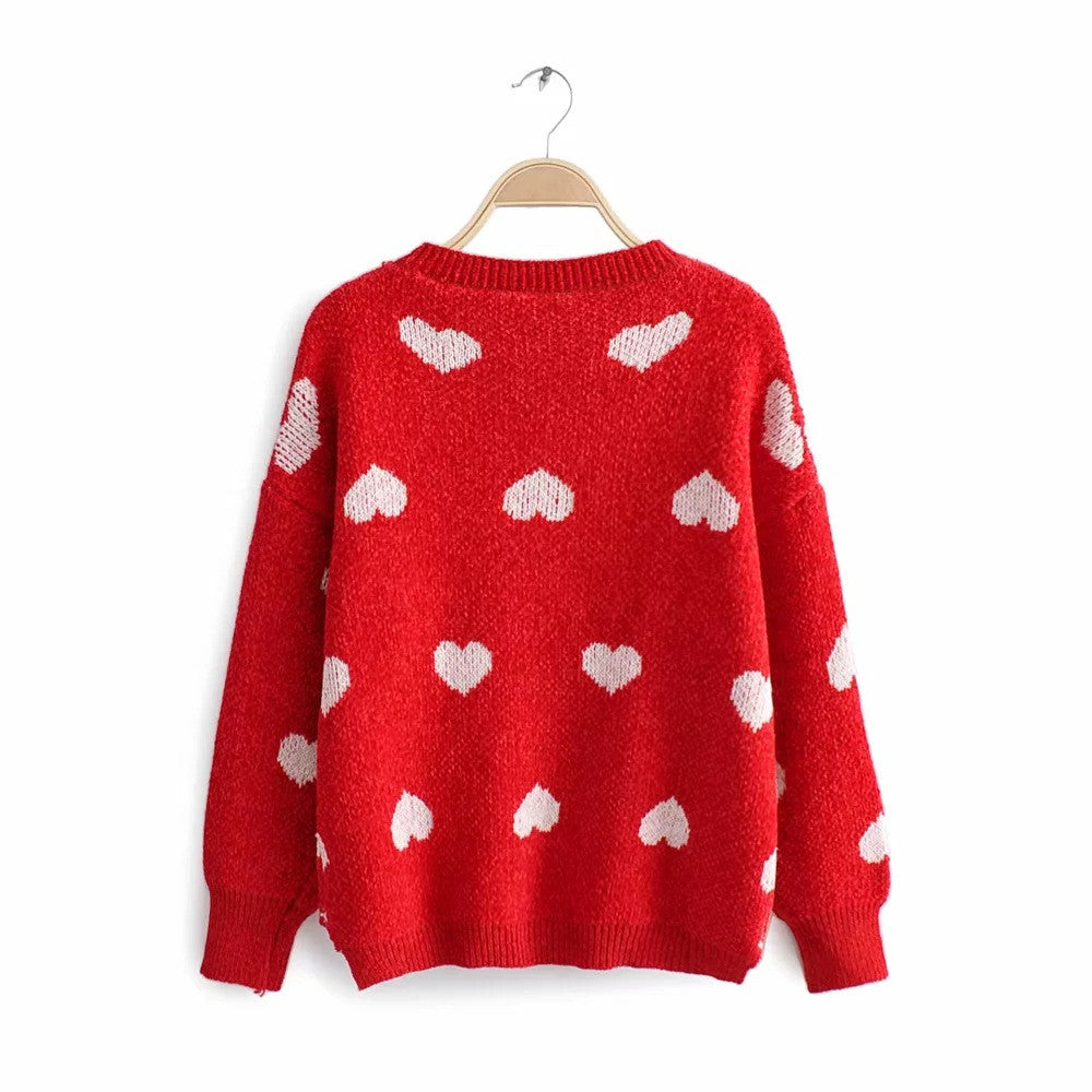 Maglioncino cuori rossi