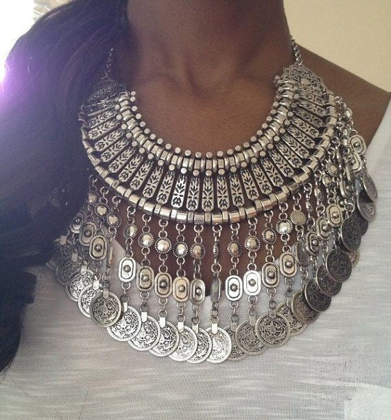 Collana Gipsy Warrior Long pendenti e monete argento — Dream Shop