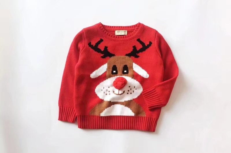 Maglione bimbo renna rossa