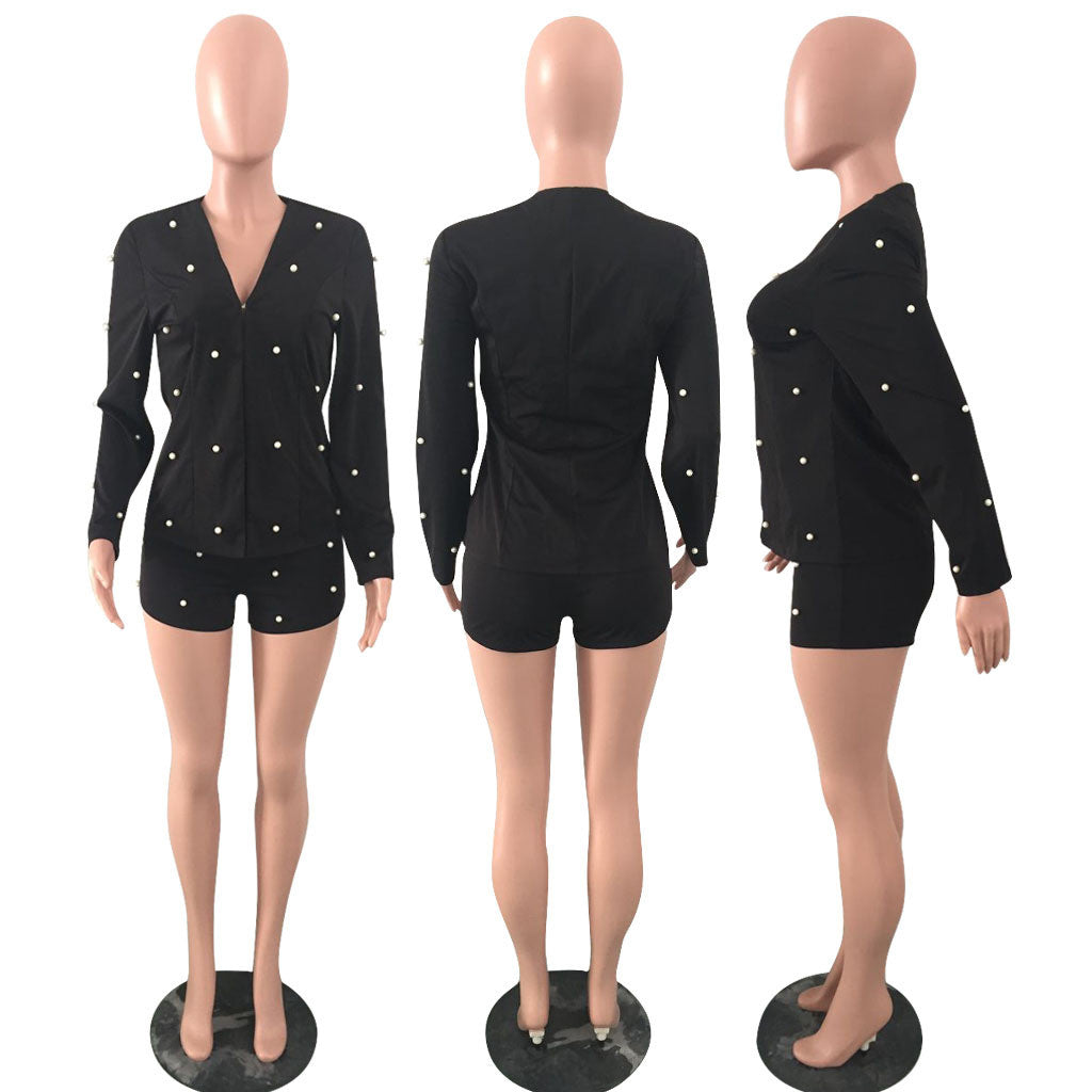 Completo blazer + shorts perle