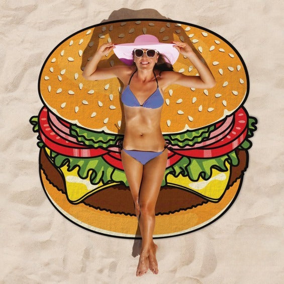 Telo mare Hamburger indossato a bordo piscina con cappello | Dream Shop