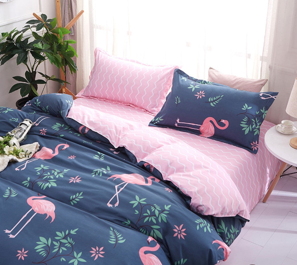 Set letto fenicotteri rosa