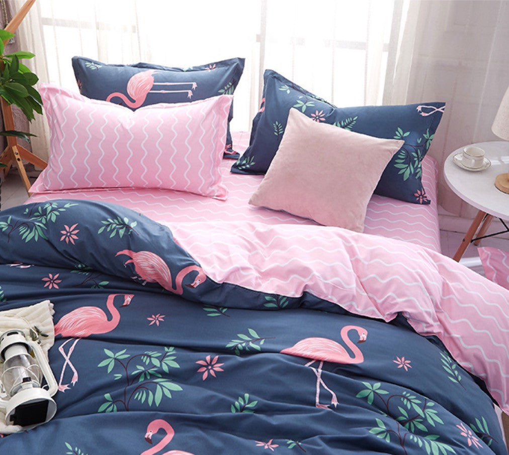 Set letto fenicotteri rosa