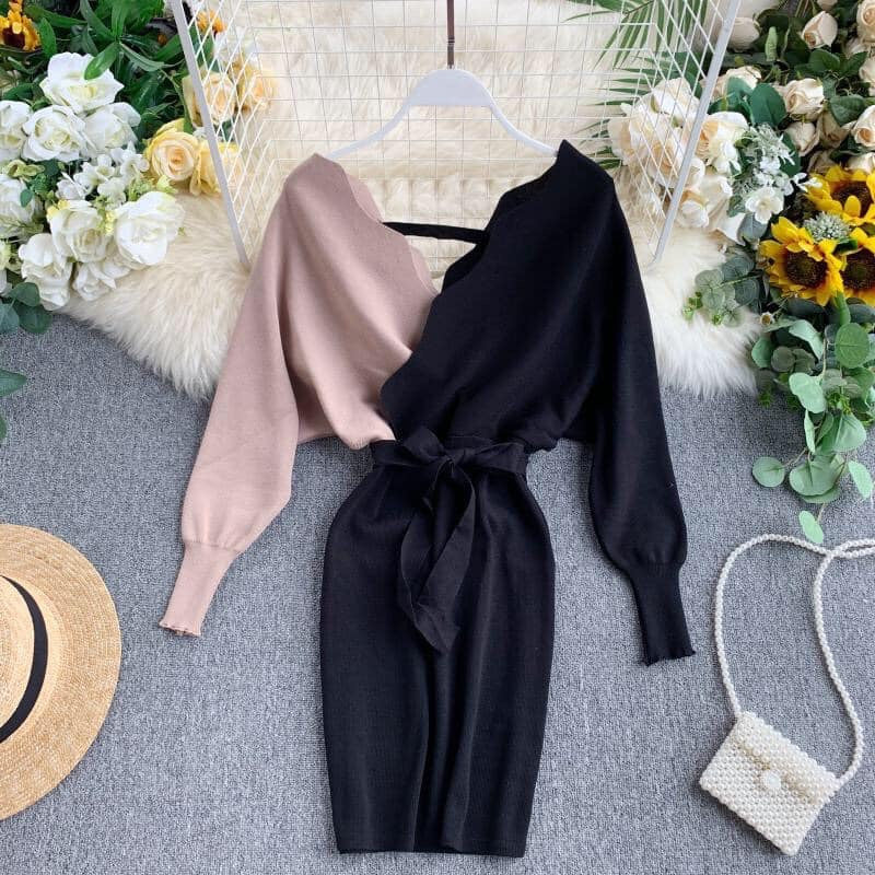 Dress in maglia bicolore