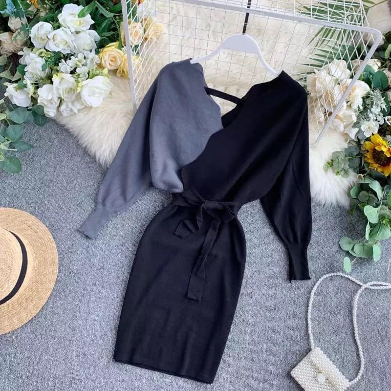 Dress in maglia bicolore