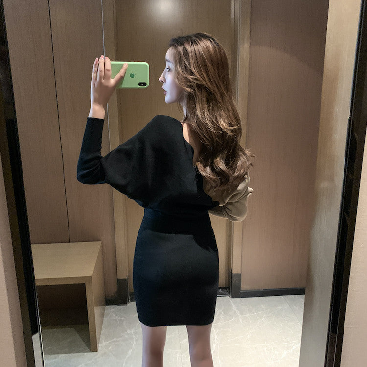 Dress in maglia bicolore