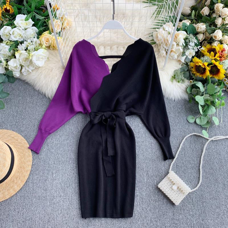 Dress in maglia bicolore