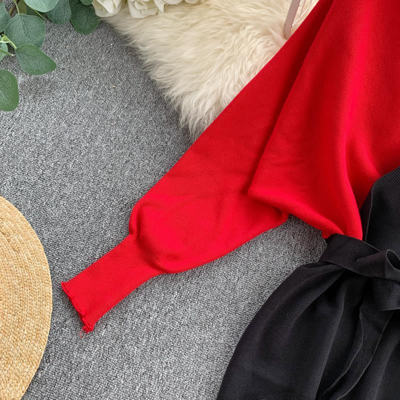 Dress in maglia bicolore