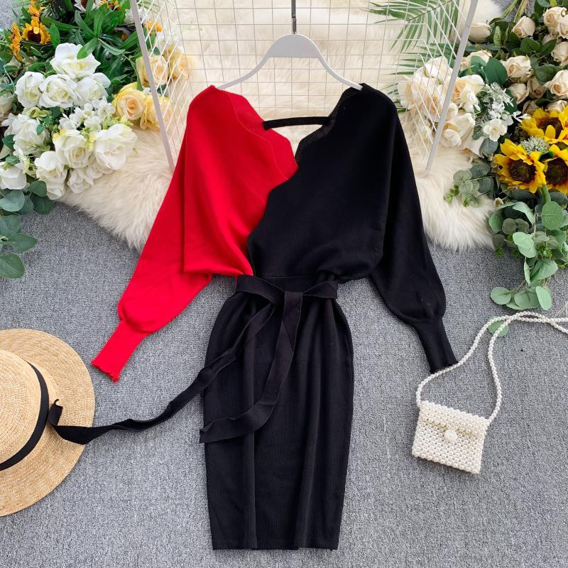 Dress in maglia bicolore