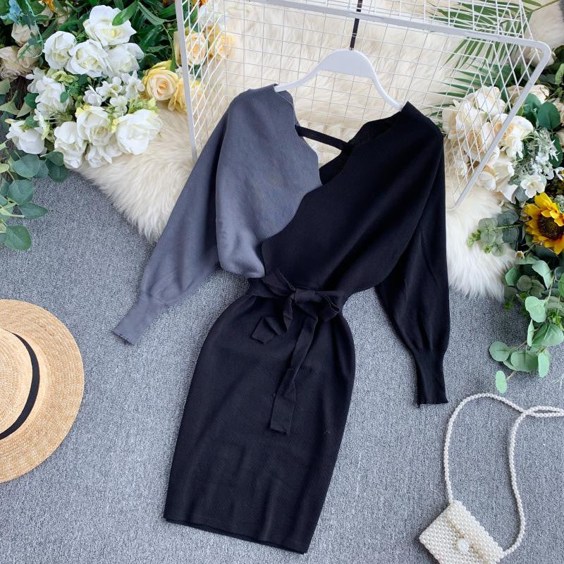 Dress in maglia bicolore