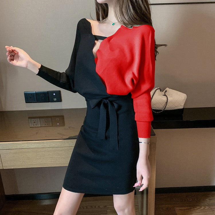 Dress in maglia bicolore