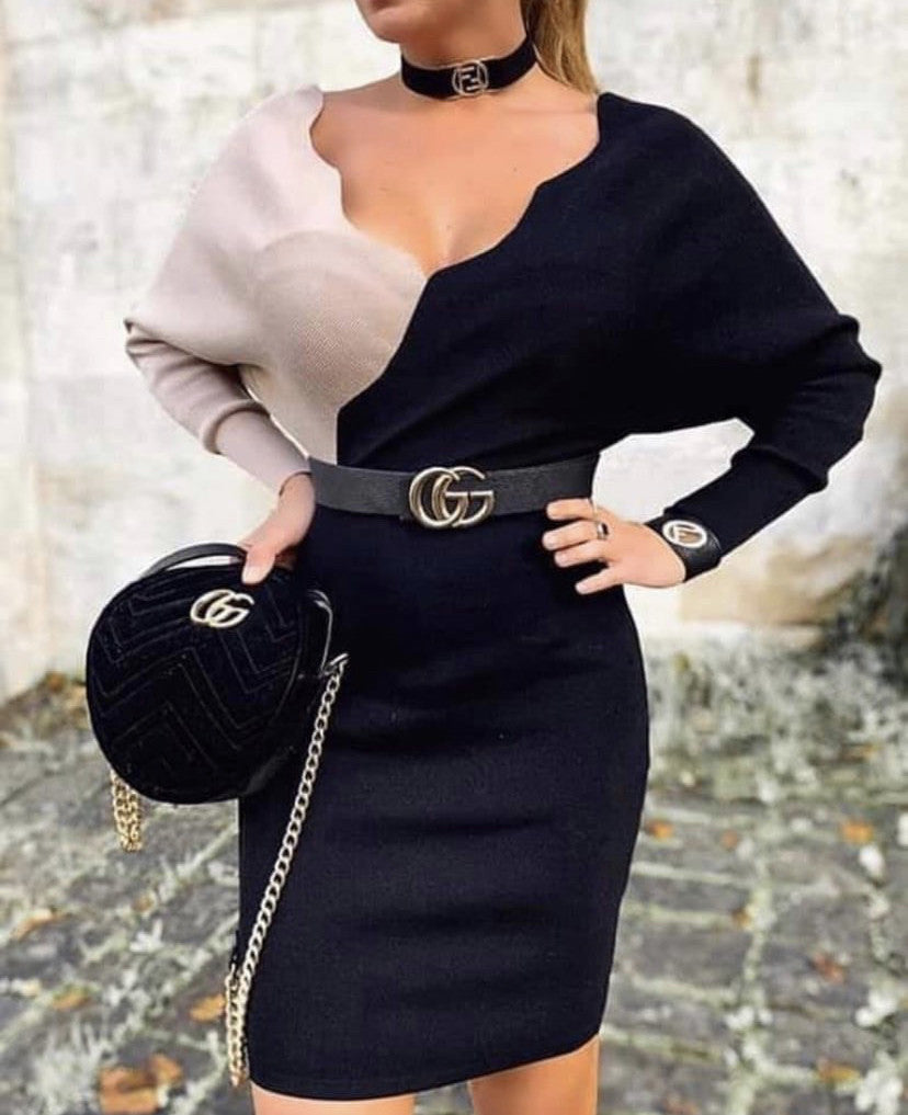 Dress in maglia bicolore