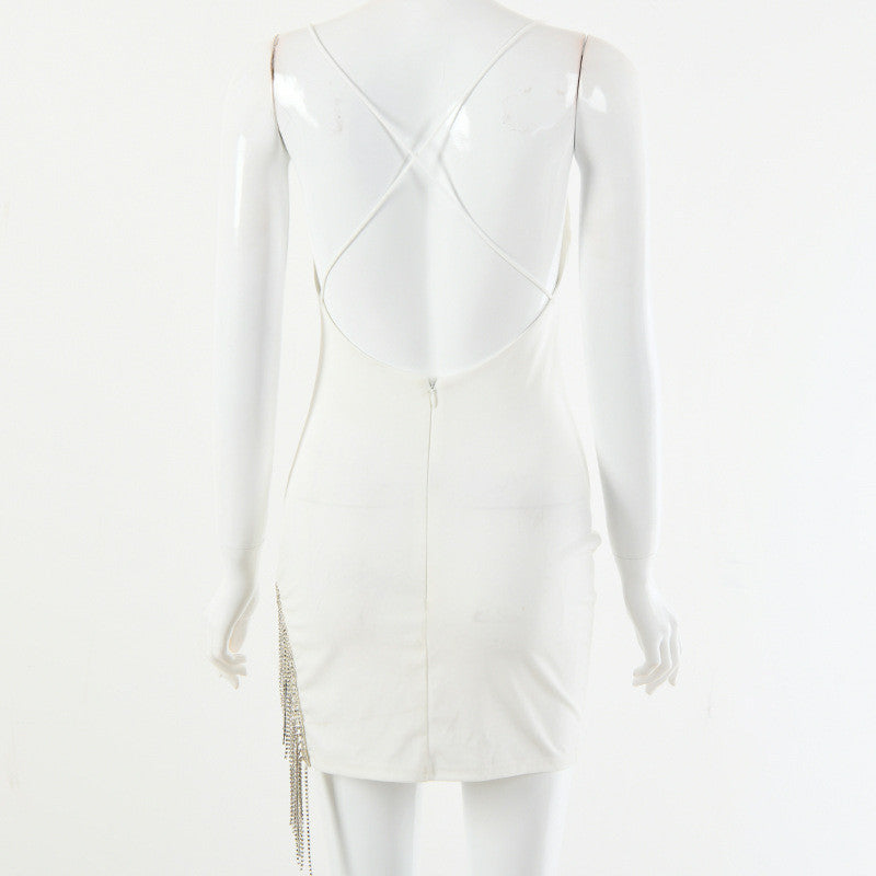 Abito tubino strass chain