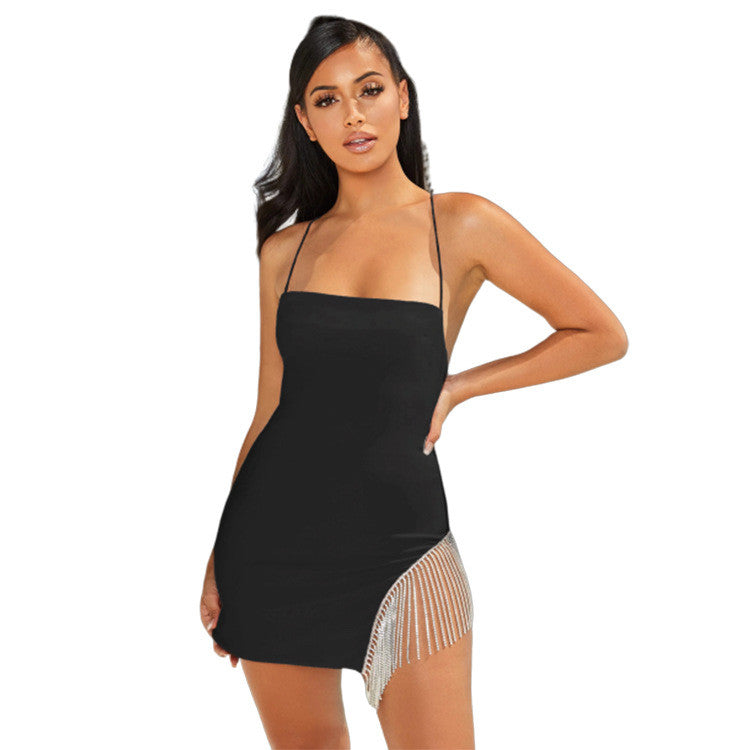 Abito tubino strass chain