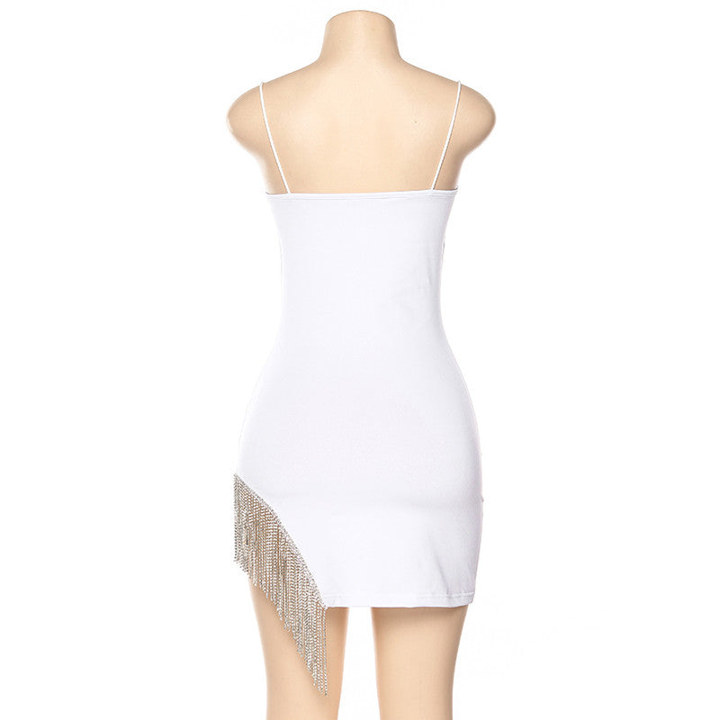 Abito tubino strass chain