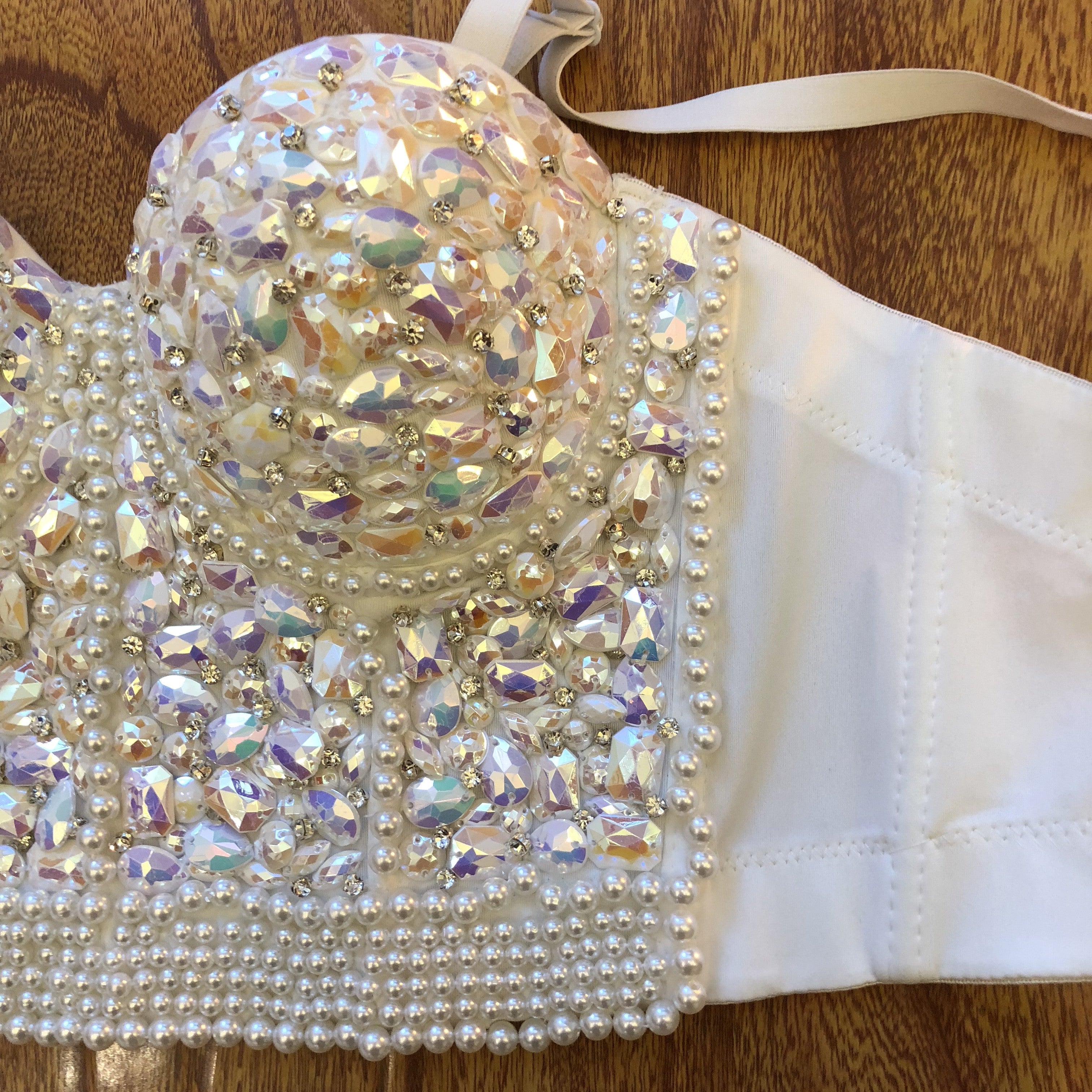 Crop top pink stone pearl