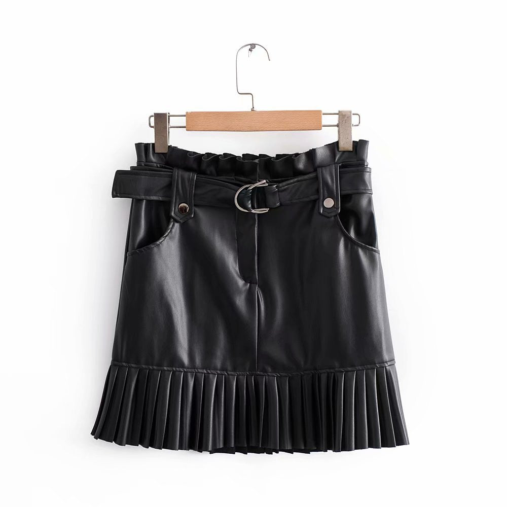 Gonna ecopelle plisse Irina