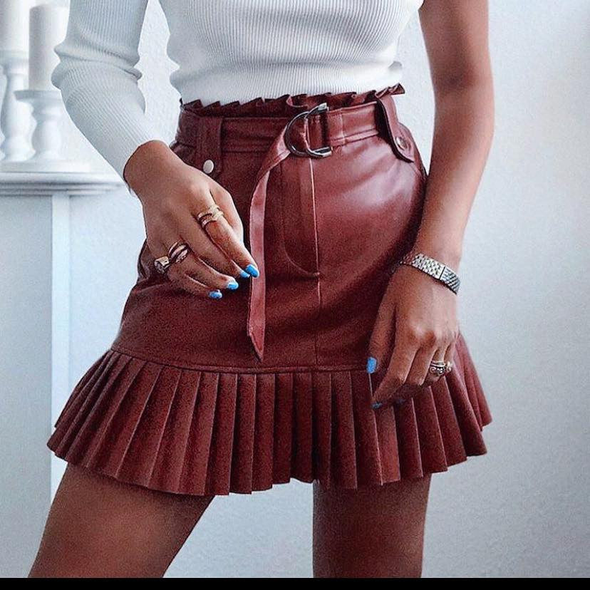 Gonna ecopelle plisse Irina