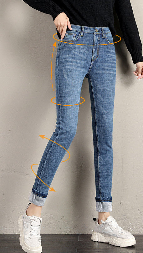 Jeans imbottiti con pelo